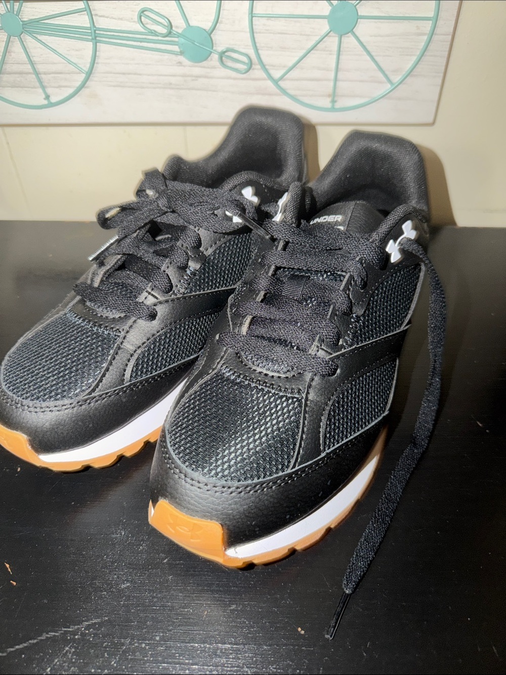 Under Armour Kids Black and Gum-Trim Athletic Sneakers